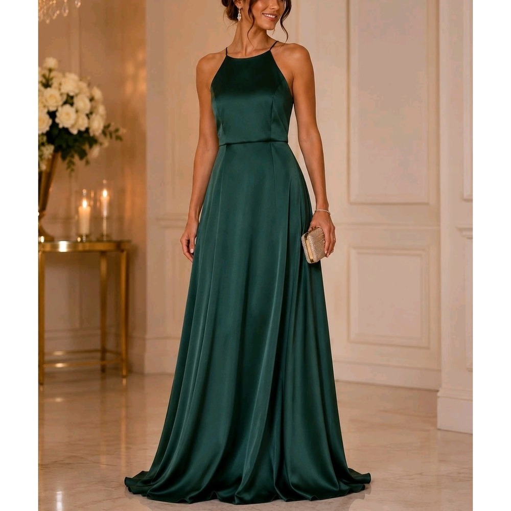 David's Bridal Juniper Green Maxi Dress Size 8 NWT Retail $159.95 Prom